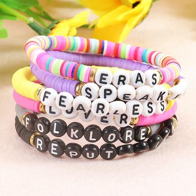 10/11/15 st Armband Presenter Set med Lerpärlor för Taylor Swift Fans Album Armband Boho Bokstavspärlor Armband Kvinnor Flickor Fans