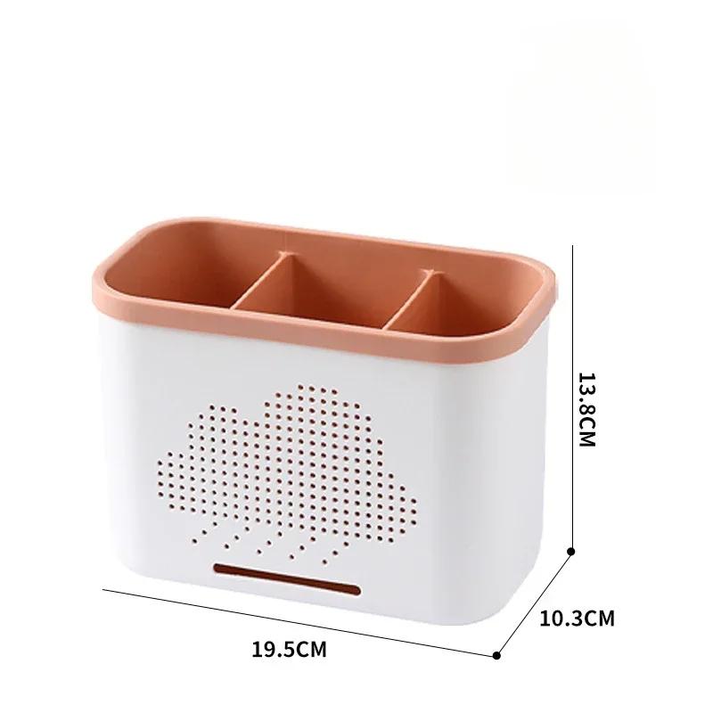 Kitchen Double Layer Drain Chopsticks Cage Multifunction Cutlery Hollow Drainer Storage Rack Knife Holder Tableware Organizer