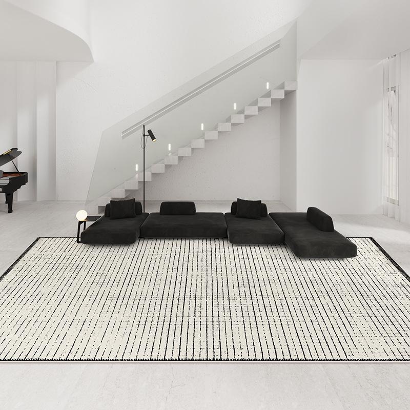 Neuer 2024 Schwarz-Weiß Wasserdichter Schlingen-Velourteppich - Stilvolles, von Düften inspiriertes Design für Wohnzimmer oder Schlafzimmer