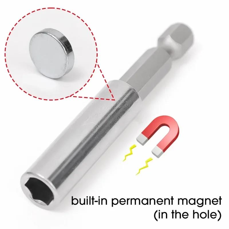 1/20x Magnetic Screwdriver Bit Holder Set Hex Shank Extension Carbon Steel Quick Release Drill Bit Adapter for Screws and Nuts