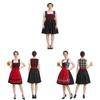 Oktoberfest Costume Women Retro Red Black Tartan Dress For Halloween Event