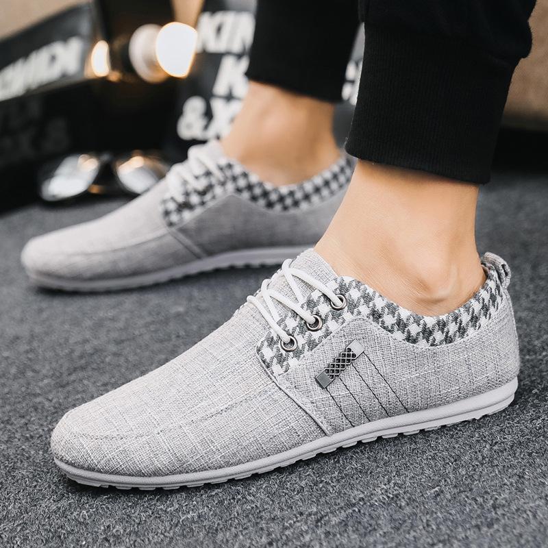 2024 Autumn Cloth Shoes Linen Breathable Casual Shoes Korean Version Of Men's Soybean Shoes Hundred Low-top Board Shoes