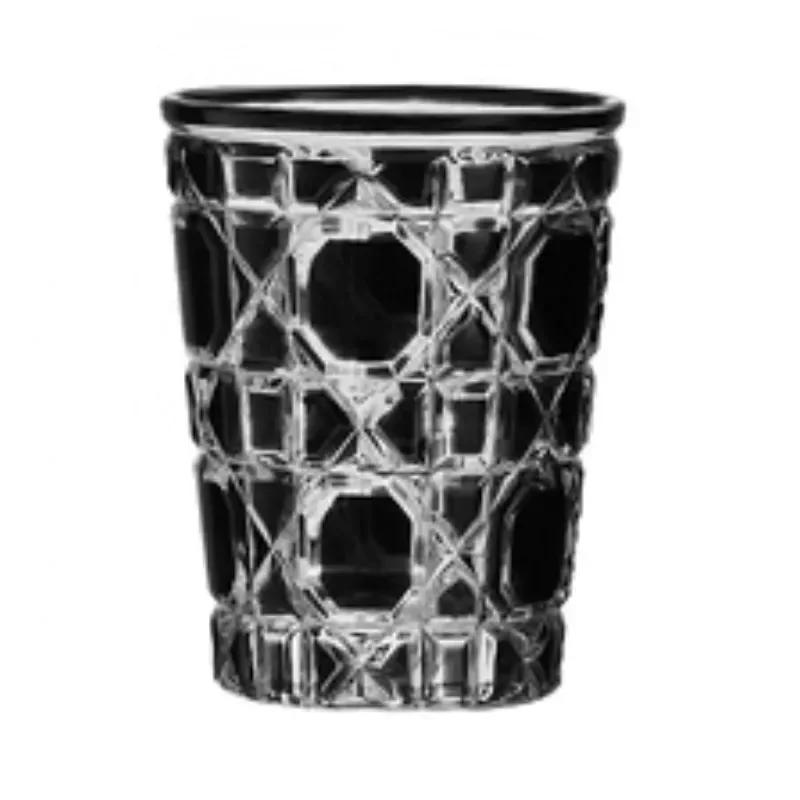 Moda artistică 300-350 ml Pahar rotund în carouri de vin Sticlă de cristal lucrată manual pentru whisky Vodcă Sake Cupă pentru băuturi rafinate