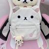 Homemade high-value Japanese cute canvas brown embroidery bear versatile student soft girl backpack super cute schoolbag