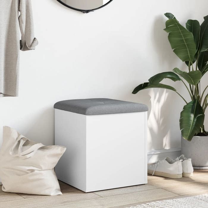 VidaXL Storage Bench, Storage Chest with Cushion, Organizer for Clothes Toys Hallway Living Room, Modern, White 835033