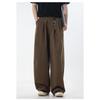 Heren Katoenen Casual Broek Losse Rechte Pijp Dubbele Plooizakken