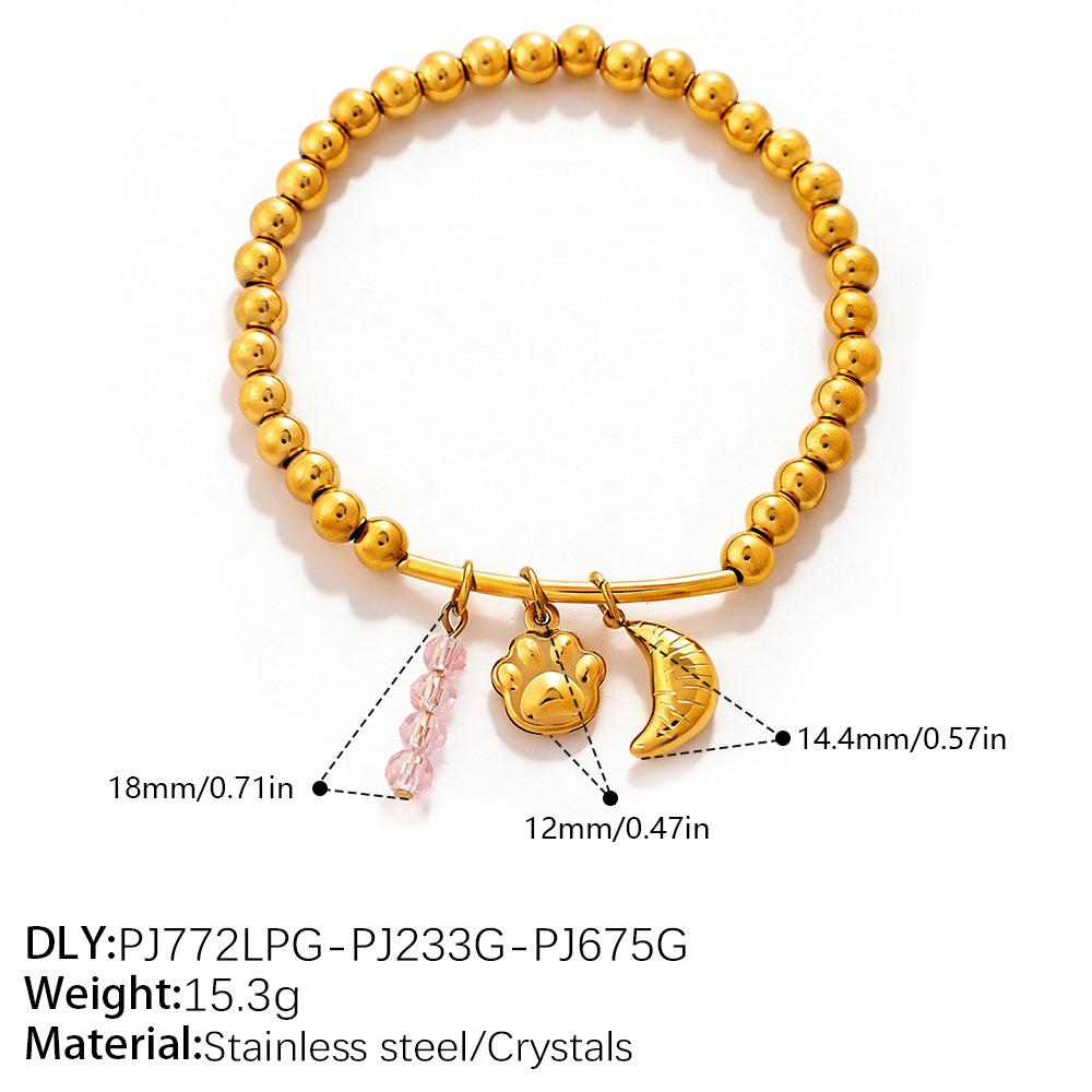 Seaside vacation wind cartoon bear flower DIY multi-pendant gold beaded bracelet summer versatile jewelry