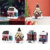2x Lighted Christmas Village Figurines Decorative Statue Christmas Decorations for Festival Indoor Fireplace Bedroom Living Room