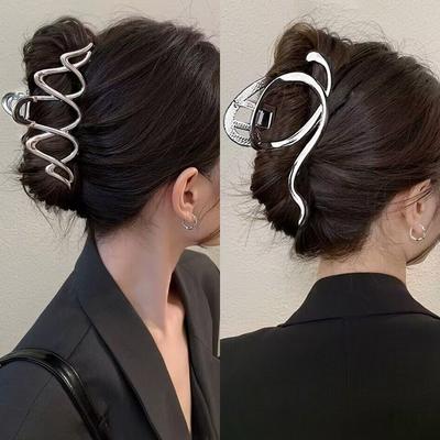 2023 Vintage büyük Metal tokalar klipler moda geometrik oymak saç pençeleri kadınlar için şapkalar kızlar parti saç takı hediye