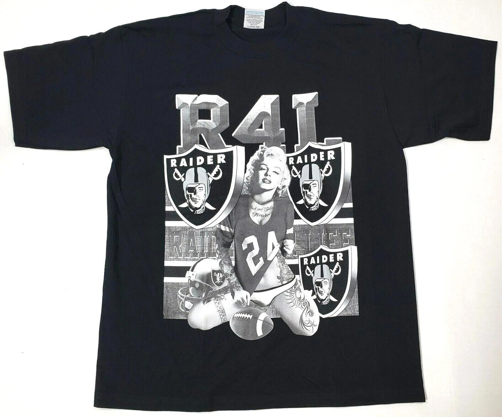 Marilyn Monroe Raider Nation T-shirt Raiders Tee Men s 100% Cotton Black New S