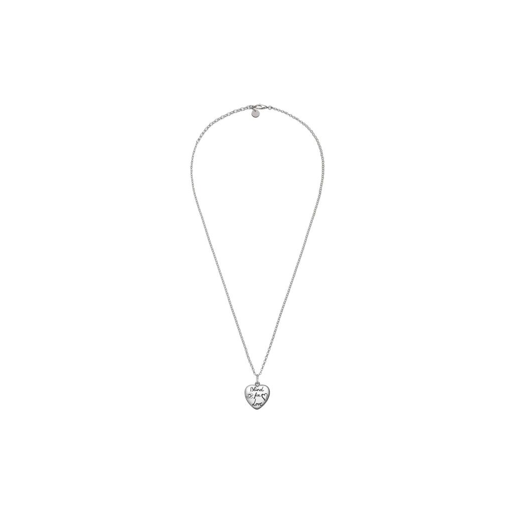 Gucci Blind For Love Heart Eye Engraved Shiny 925 Silver Necklace Women Necklace 455542-J8400-0701