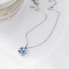 Luxury 925 Silver Jewelry Minimalist Necklace 18K Gold Plated Zircon Necklace Silver Blue Necklace