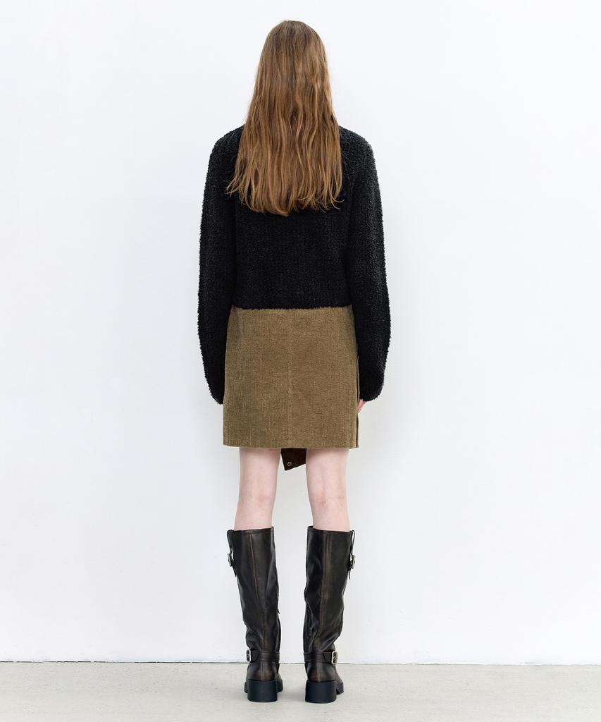 INSILENCE WOMEN Corduroy Asymmetrical Skirt Ash Brown
