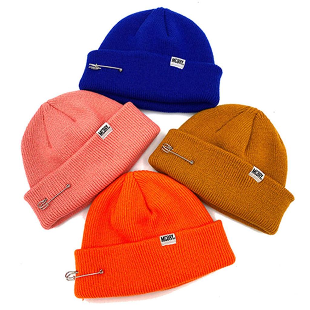 Czapka dzianinowa McBary krótka dla mężczyzn i kobiet Beanie, (Musztarda)