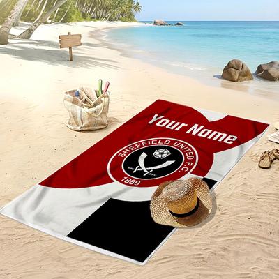 Sheffield United FC Personalisiertes Bedrucktes Strandtuch Fußballlogo Unterstützung Benutzerdefinierter Name Text Absorbierendes Handtuch für Sport Reisen Besonderes Geschenk