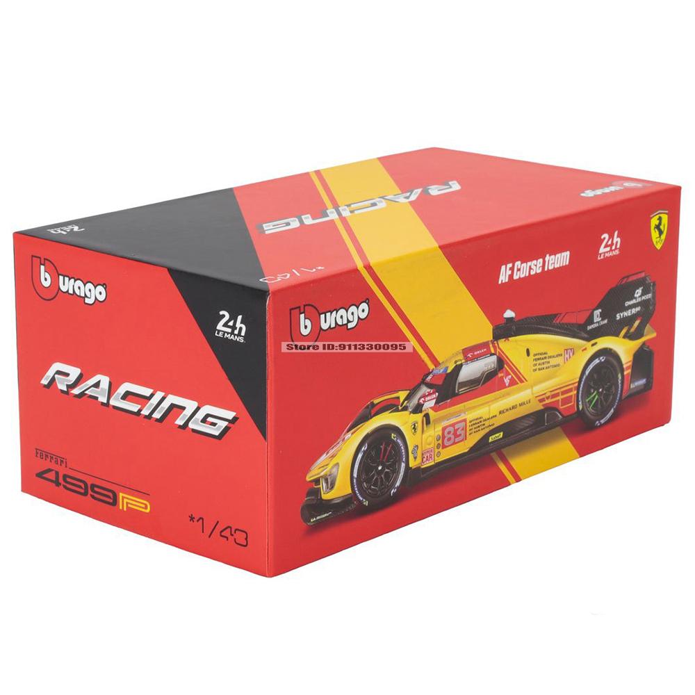 Burago 1:43 Ferrari 2024 499P Nr. 83 24h LE MANS Acrylbox und Sockel Legierung Luxusfahrzeug Diecast-Automodell Spielzeugsammlung