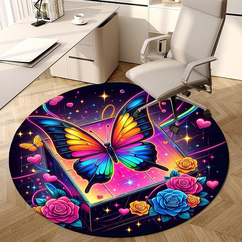 1pc Office Carpet Chair Mats Colorful Butterfly Fantasy Box Perfect for Decorating Office Chairs, Living Rooms, Or Bedrooms