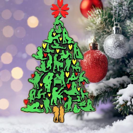 Yousheng The Naughty Tree Cheeky Christmas Ornament Green Tree Shaped Christmas Hanging Decor Funny Adults Posture Ornaments Gag Gifts for Couples