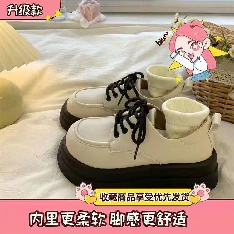 

Британский стиль осень и зима студенческие японские jk маленькие кожаные туфли женские 2025 новые платформа-маффин ретро большая голова одинарные 40