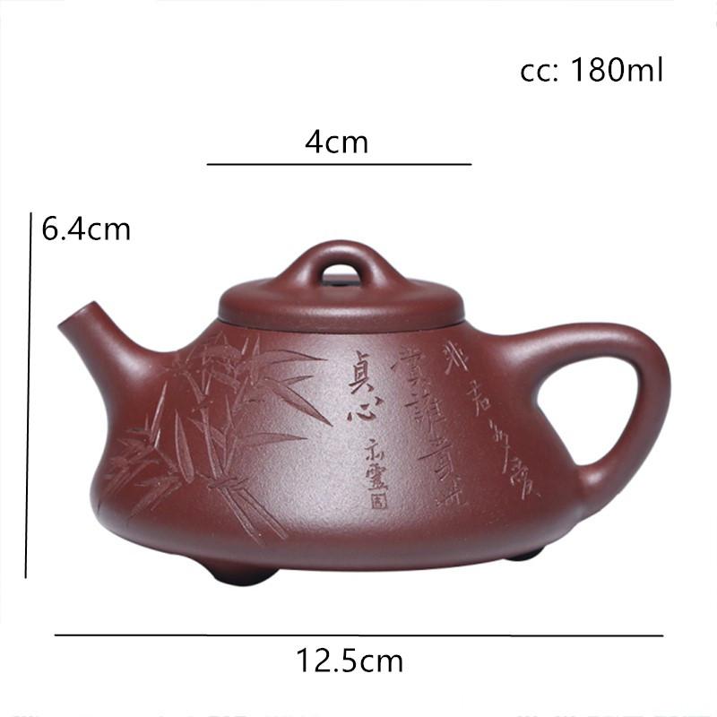 

180ml Classic Yixing Purple Clay Teapot Raw Ore Purple Mud Filter Tea Pot Hand Painted Stone Scoop Kettle Tea Sets Accessories