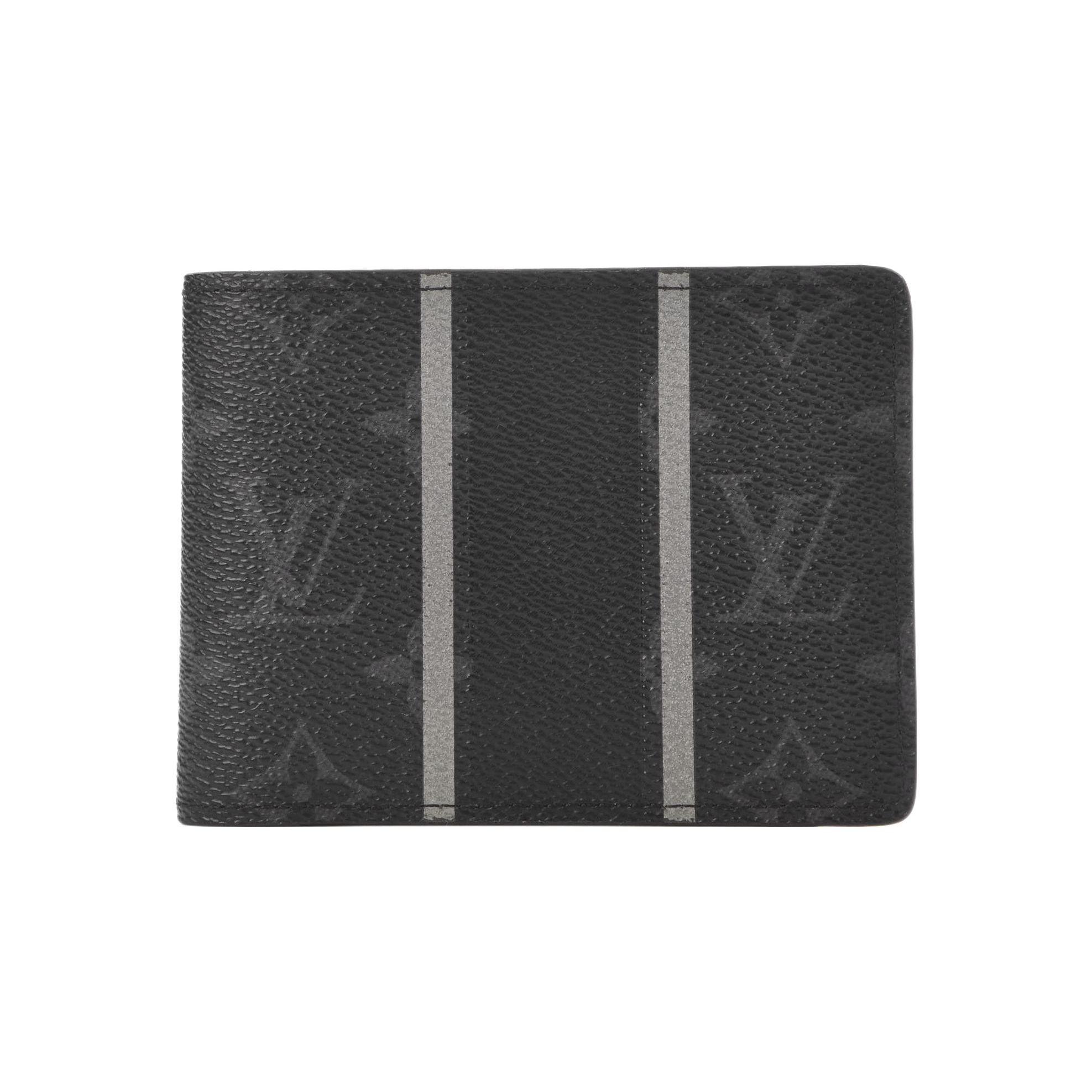 

Louis Vuitton Monogram Print Double Fold Coated Canvas Wallet Unisex Wallet Black M64439 Box(Basic Set+Box)