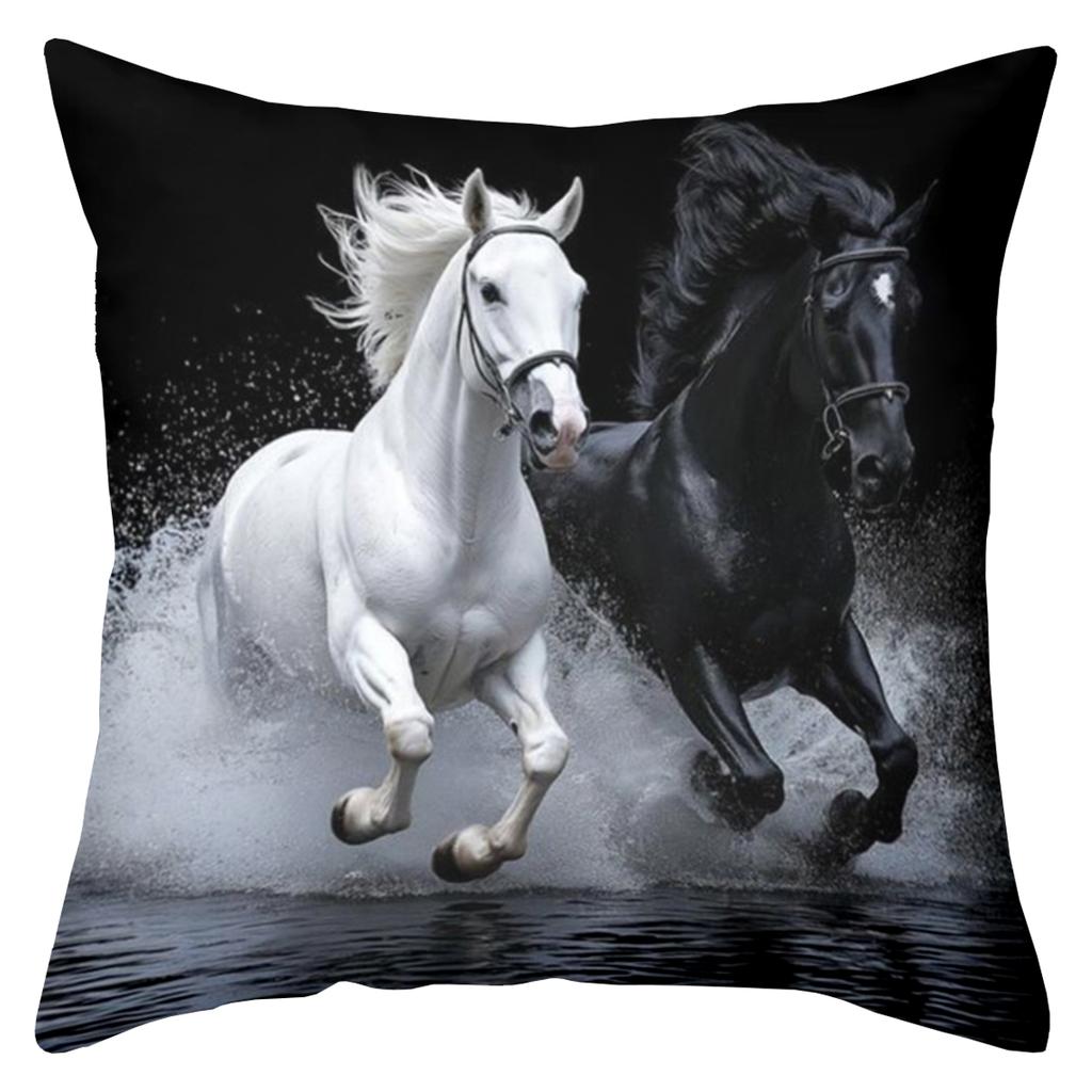 Horse Patterned Cushion Covers Dynamic Horse Images Polyester pillowcase, sofa decorative cushion cov Headboard Pillow