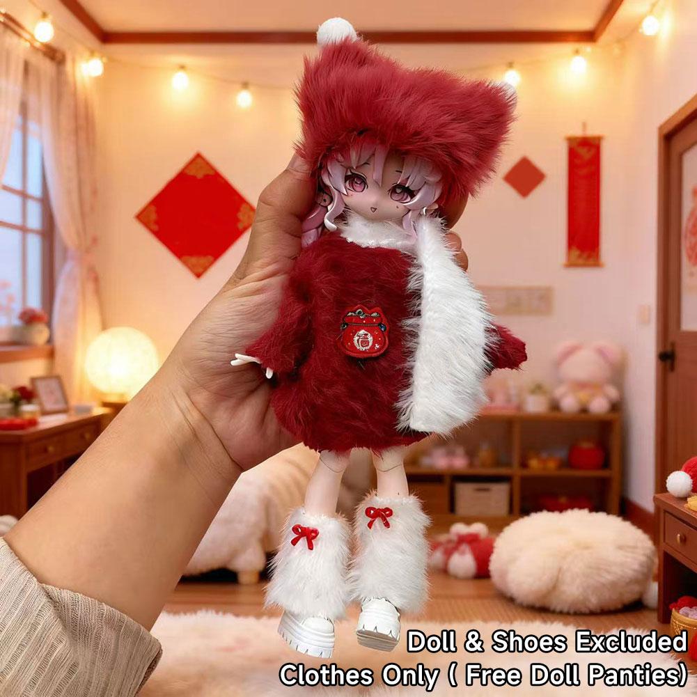 

For 11-17cm OB11 Dolls Trendy Girl Forest Style Autumn Winter Dressing Set Doll Accessories Outfit for 8/12 BJD Clothes