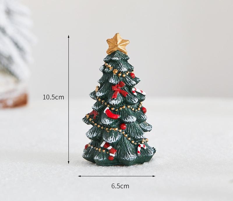 

Miniature Desktop Christmas Tree Resin Festive Decor Holiday Gift Set for Xmas Party Home Tabletop Decoration Photo Background