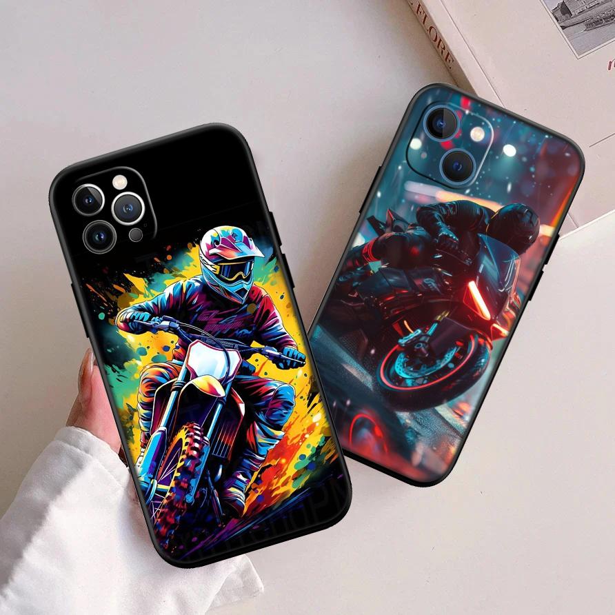 RA18 Motorcycle Racing New High-End Shell Phone Case for iPhone 16 15 14 13 12 Pro Max Plus Mini