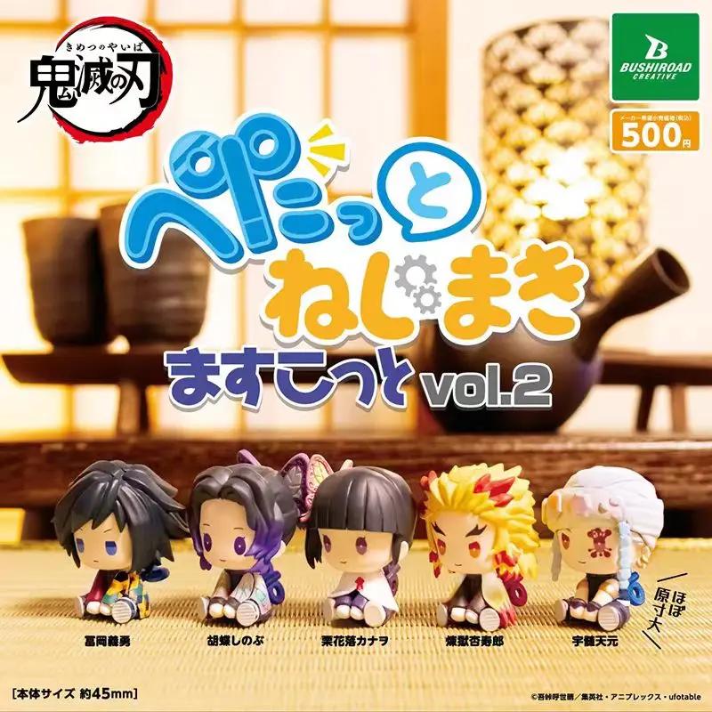 Genuine Action Figure Demon Slayer Kimetsu No Yaiba Akaza Kochou Shinobu Small Round Eyes Gacha Figure Model Toys