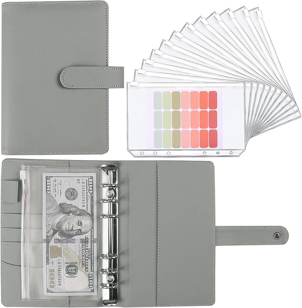 Nuovo Raccoglitore Budget A5 A6 Planner Con 12 Buste Contanti, Raccoglitore Quaderno Colorato in PU Con 12 Tasche Raccoglitore A6