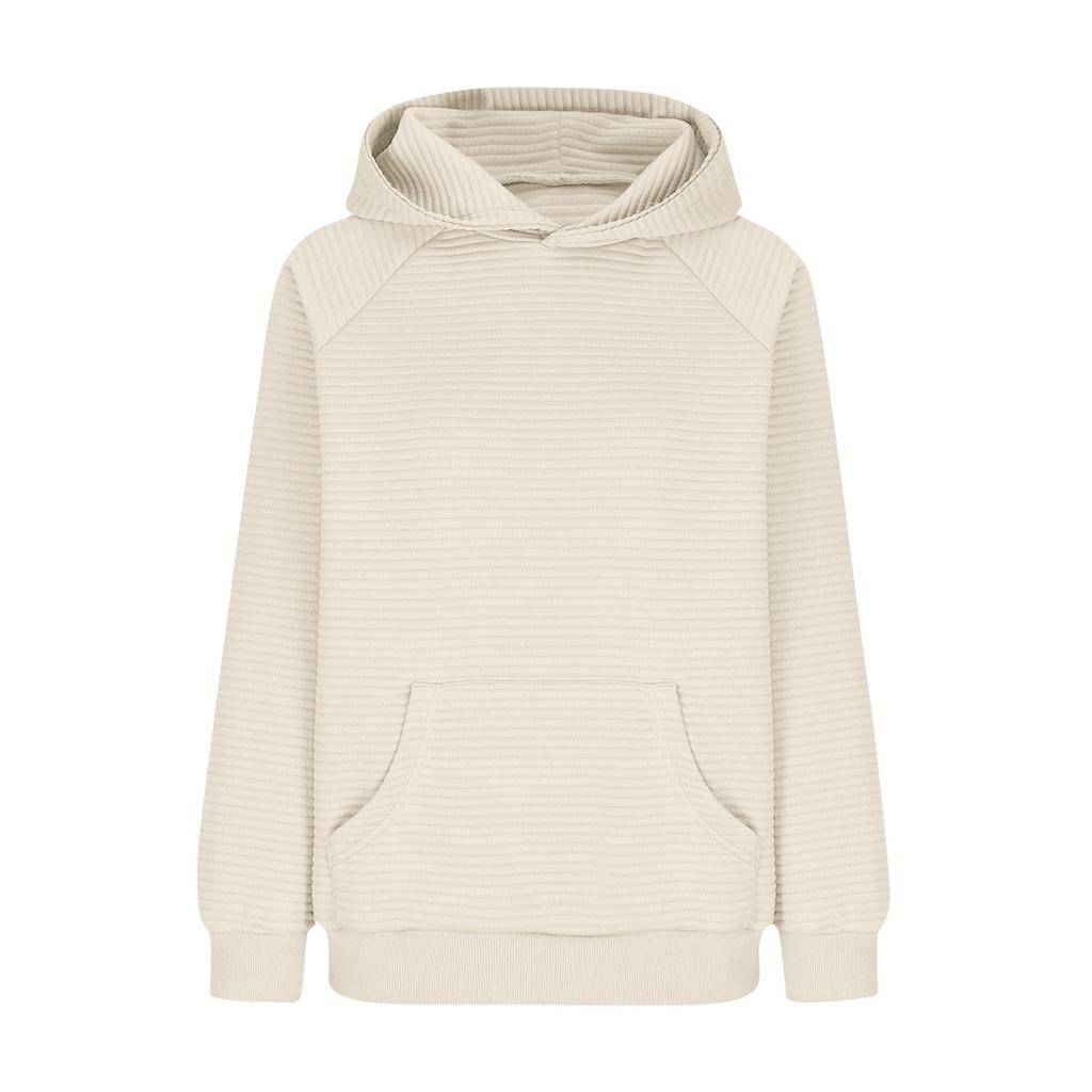 Long Sleeve Sweatshirts For Women Loose Casual Solid Color Tunic Hoodies Trendy Texture Pullover Tops Fall Tops With Pocket