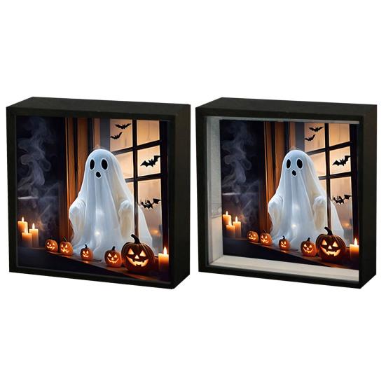 Halloween Duch Noční světlo Malování Fotorámeček 3D Plamen Hororová Panenka Svítící Album LED Stolní Dekorace Světlo do Ložnice