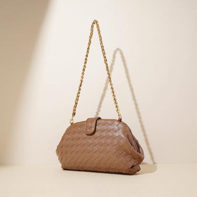 Neue Kette Gewebte Wolke Tasche Rindsleder Schulter Achsel Clutch Tasche Echtes Leder Damentasche Trendige Mode