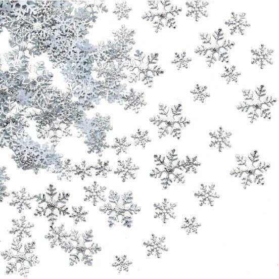 750pcs Snowflakes Confetti for Frozen Birthday Party Decorations Silver Snowflake Table Confetti for Winter Wonderland Snowflakes Embellishments for