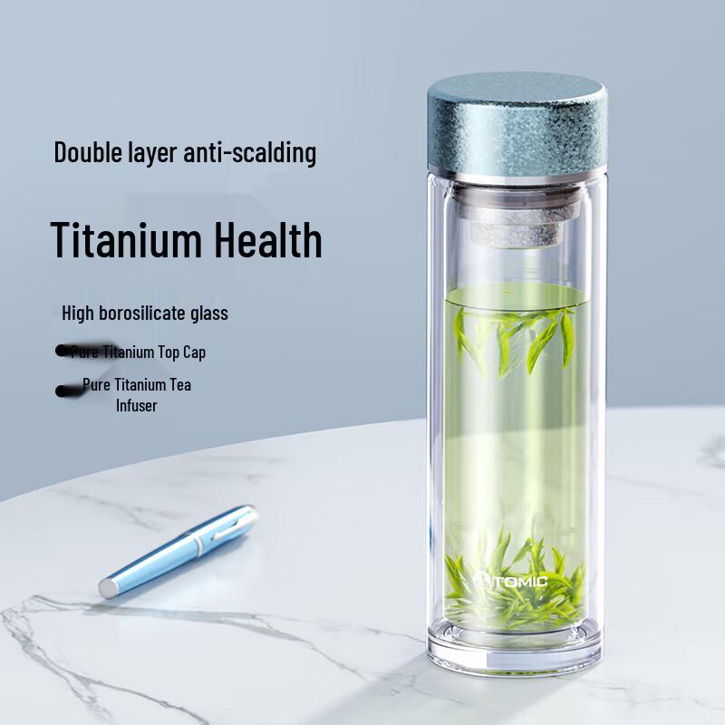 TOMIC 320ML Double-Layer Glass Tea Infuser Mug