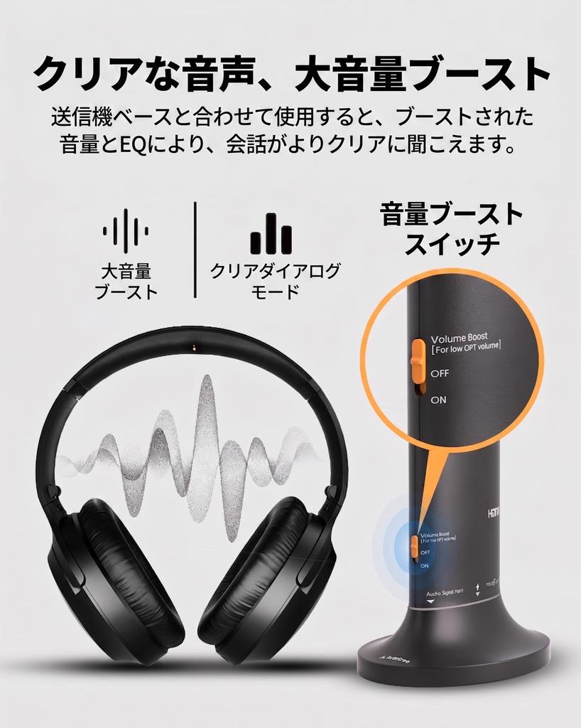 Avantree Cuffie Wireless Duet Aura Auracast per TV con Ingresso HDMI Voce Chiara Amplificazione Volume Trasmettitore Base di Ricarica Compatibile Auracast