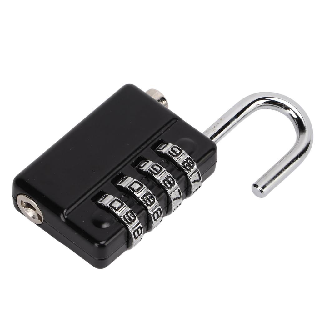 Gym Bag Locker Padlock 4 Digit Combination Zinc Alloy Black Anti Rust Weather Proof with A Key for Travel