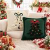 Soft Velvet Plush Embroidered Christmas Tree Bow Cushion Covers for Sofa Bed Home Decor Pillow Cases