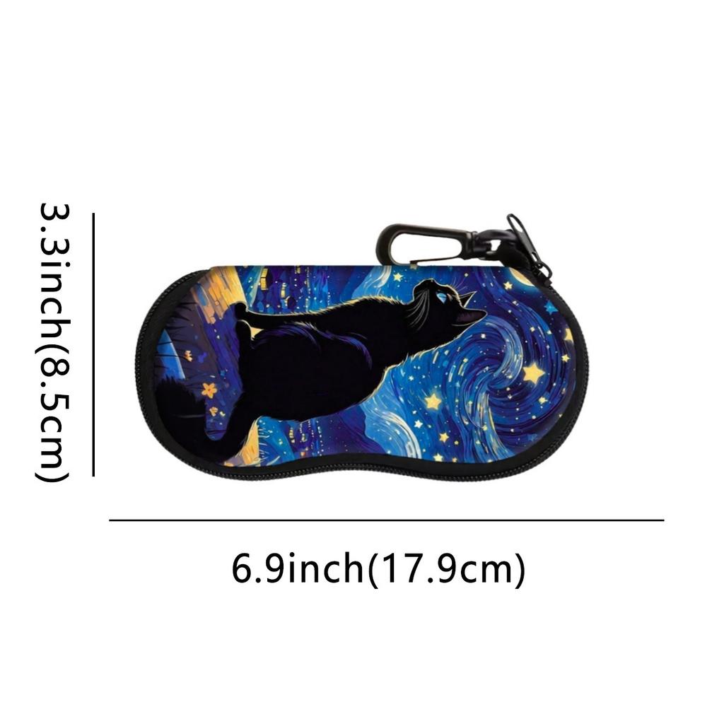Cute Cat Dog Sunglasses Case Soft Neoprene Glasses Case With Carabiner Clip Portable Protective Eyeglass Pouch Travel Gift