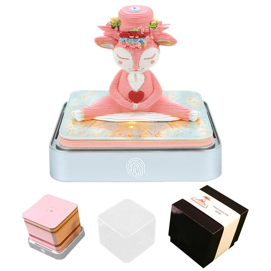 Tear-Away 3D Paper Art Notepad with Lights Tear-Away Paper Sculpture Art Calendar for Christmas Birthday Anniversaries