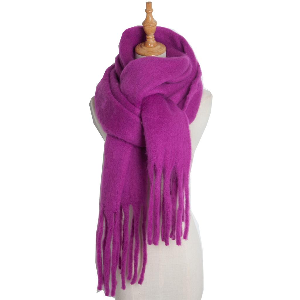  Solid Thick Cashmere Scarf for Women Large Wool Blanket Pashmina Winter Warm Shawl Wraps Bufanda Female With Tassel Scarves