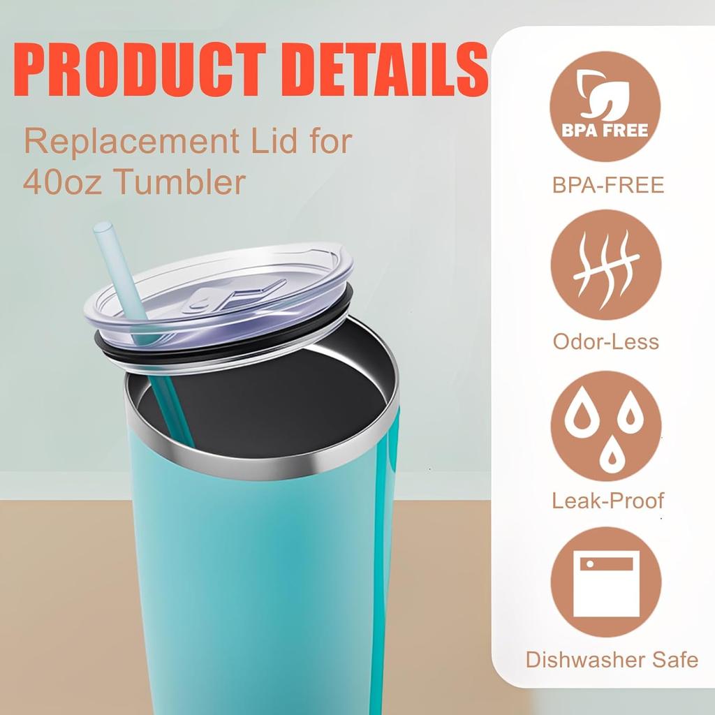 40 oz Tumbler Lid Replacement,Fit for Silver Buffalo Tumbler Lids 40 oz Replacement Lid,2Pack Tumblers Lids Compatible with Silver Buffalo Stainless