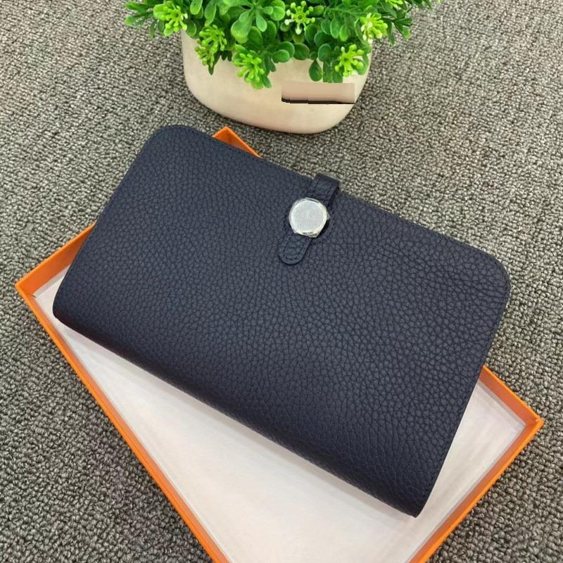 New Fashion Top Layer Cowhide Lychee Pattern Wallet Women's Long Style Handbag Leather Passport Clip Women's Bag