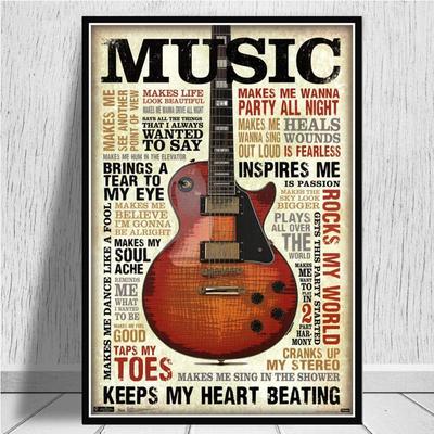 Guitars Instrument Collections Music Quote Canvas Painting Posters HD Prints Wall Art Pictures Aesthetic Room Home Decor No Frame