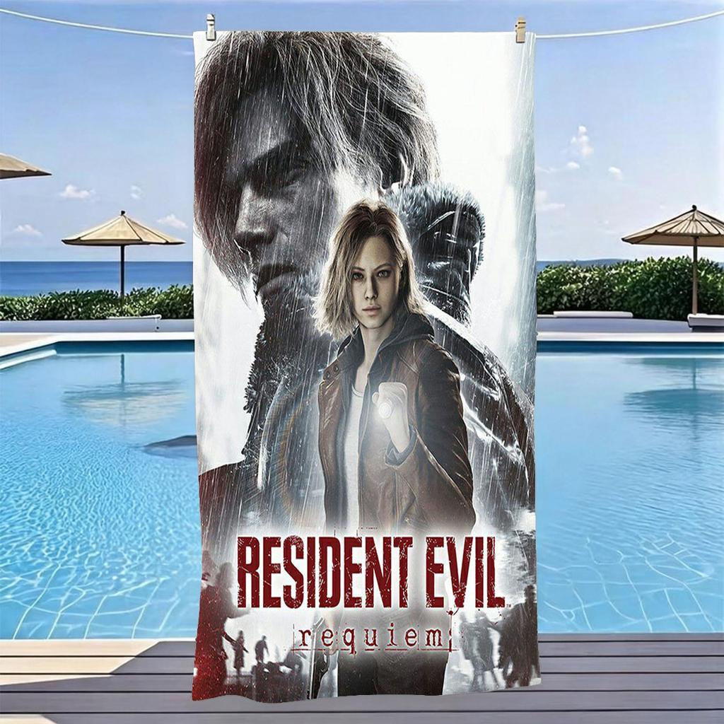 1PC R-Resident Evil Leon Kennedy Beach Towel Microfiber Quick Dry Soft Skin Friendly Gym Sports Towel Trendy Beach Accessories