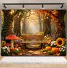 Fairy Tale Forest Autumn Photography Background Fall Pumpkin Sunflower Mushroom Wonderland Kids Birthday Family Photo Backdrop