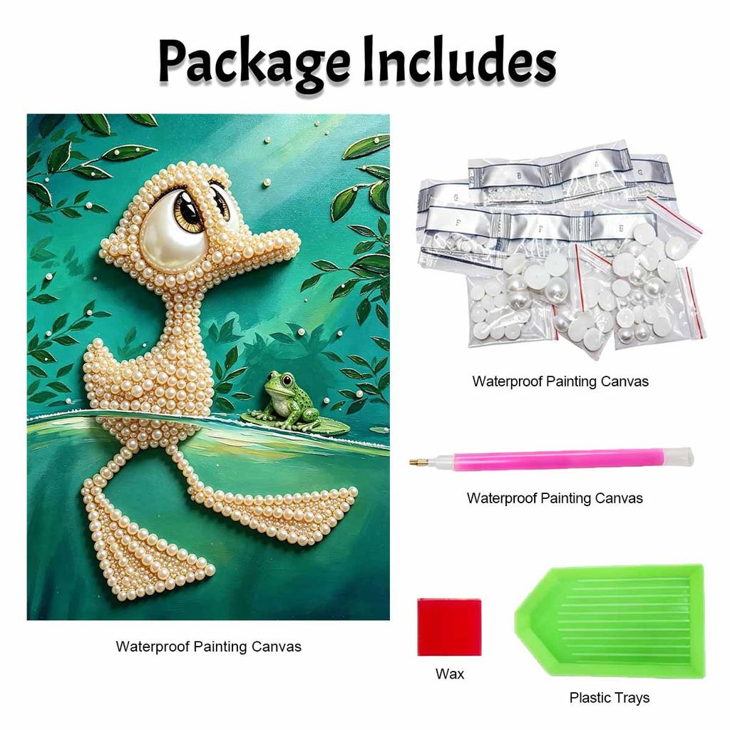 5D DIY Pearl Art Kit Cute Duck And Frog Themed Decor Home Wall Decoration
