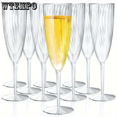 8pcs Clear Plastic Champagne Glasses Hard Disposable Plastic Champagne Flute Ideal for Home Daily Life Party Wedding Toasting Drinking Champagnes