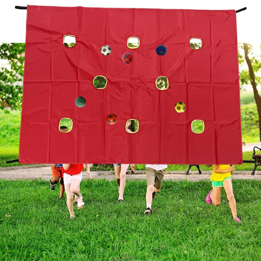 Tarp for Kids Group Activities Teamwork Coordination Fun with 6 Balls